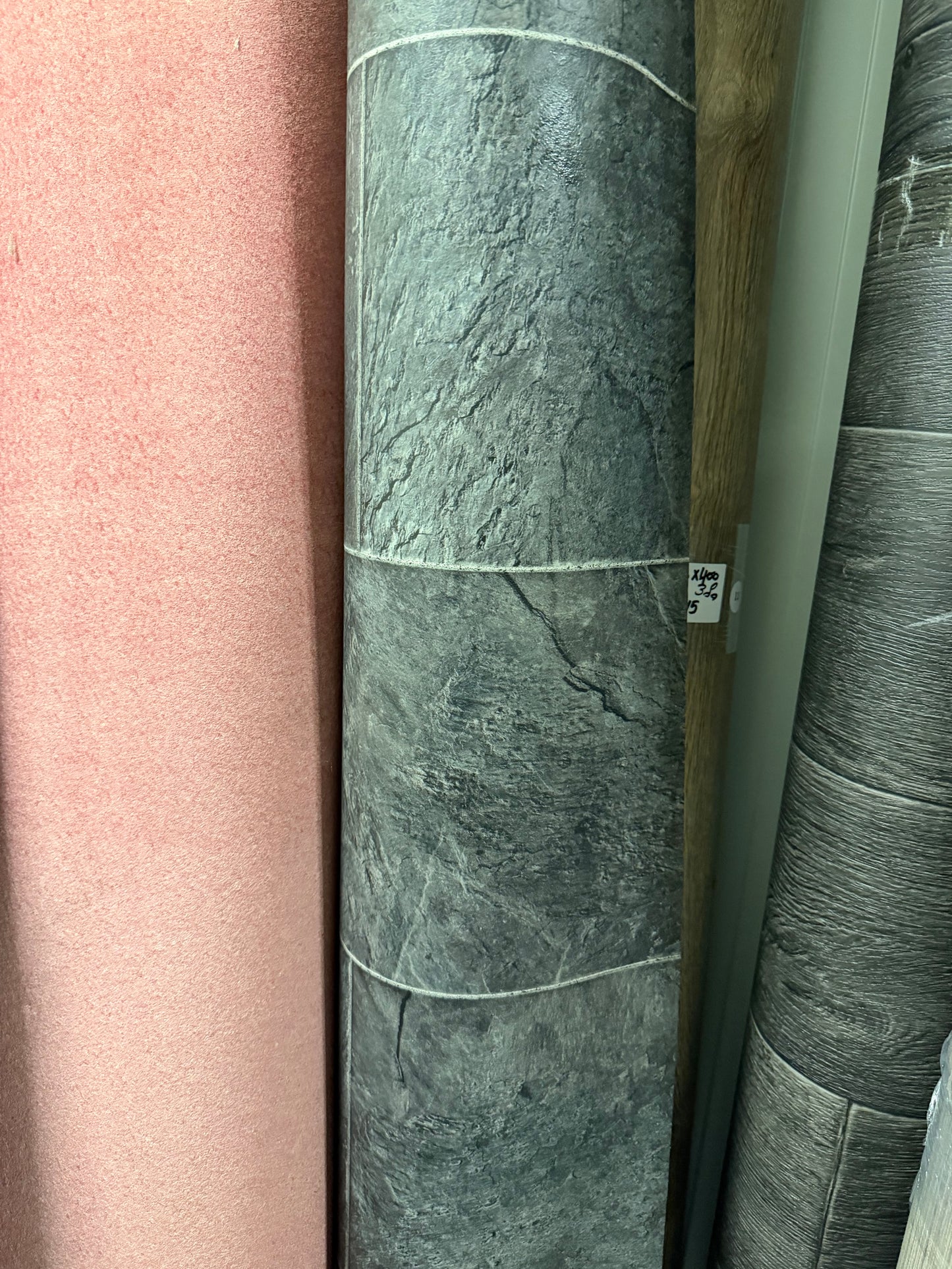 Antraciet Tegelmotief Vinyl Restpartij | 3,85x4,00mtr
