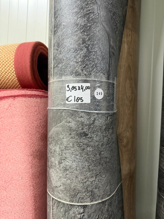 Antraciet Tegelmotief Vinyl Restpartij | 3,85x4,00mtr