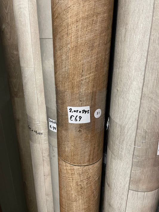 Bruin Rustiek Eiken Vinyl Restpartij | 2,05x2,95mtr