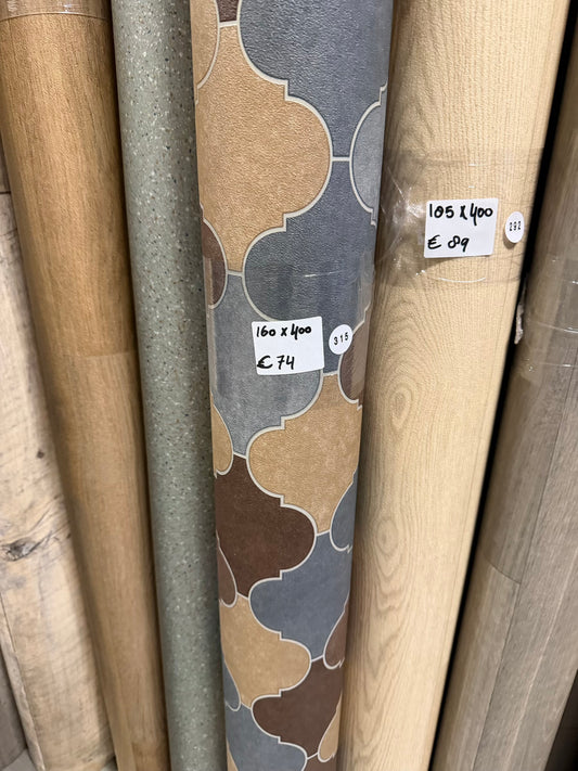 Sierlijk Patroon Gekleurd Vinyl Restpartij | 1,60x4,00mtr (6,4m2)