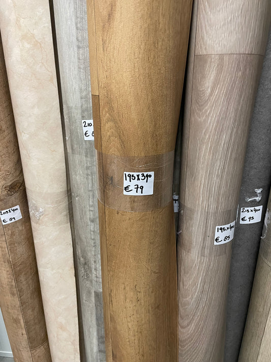 Warm Natuur Eiken Vinyl Restpartij | 1,95x3,90mtr