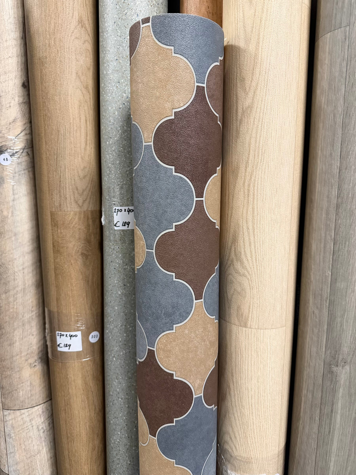 Sierlijk Patroon Gekleurd Vinyl Restpartij | 1,60x4,00mtr (6,4m2)
