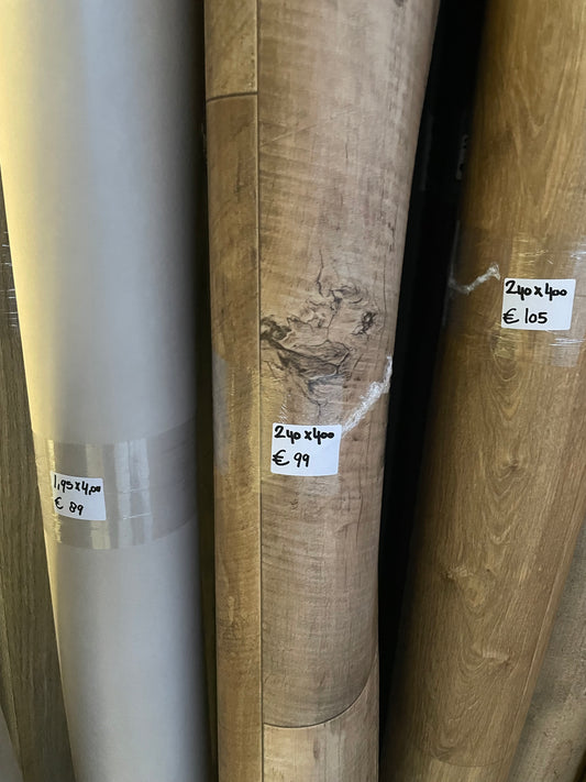 Landelijk Donkerbruin Eiken Vinyl Restpartij | 2,40x4,00mtr