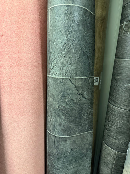 Antraciet Tegelmotief Vinyl Restpartij | 3,85x4,00mtr