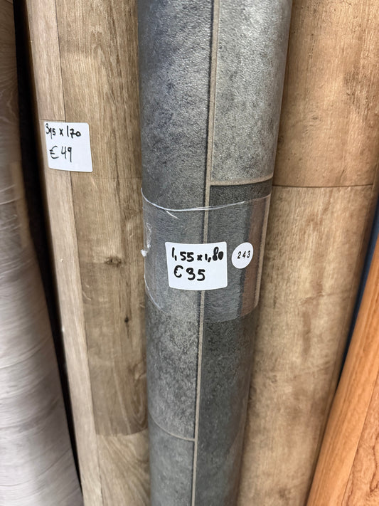 Antraciet Tegelmotief Vinyl Restpartij | 1,55x1,80mtr