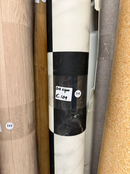 Zwart/Wit Geblokt Gemarmed Vinyl Restpartij | 3,15x4,00 (12,6m2)