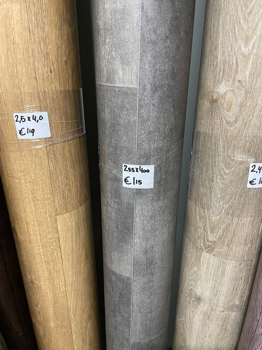 Donkergrijs Tegellook Vinyl Restant | 2,55x4,00mtr