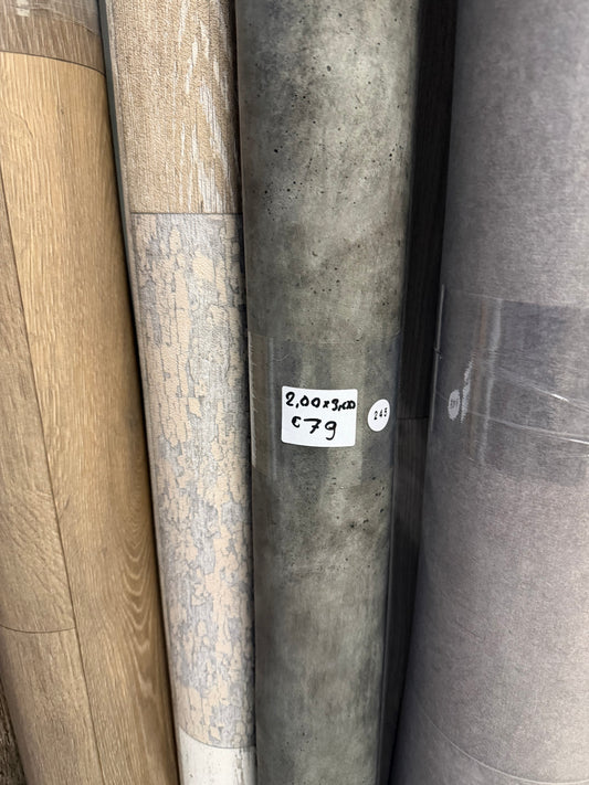 Donkergrijs Betonlook Vinyl Restpartij | 2,00x3,00mtr
