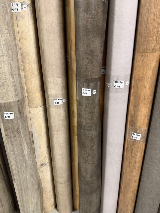 Donker Tegellook Vinyl Restpartij | 2,35x4,00mtr (9,4m2)