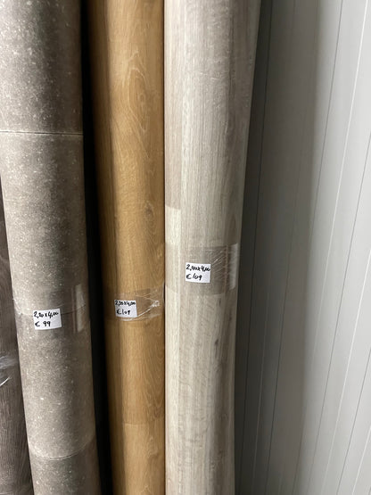 Wit Geolied Look Eiken Vinyl Restpartij | 2,40x4,00mtr
