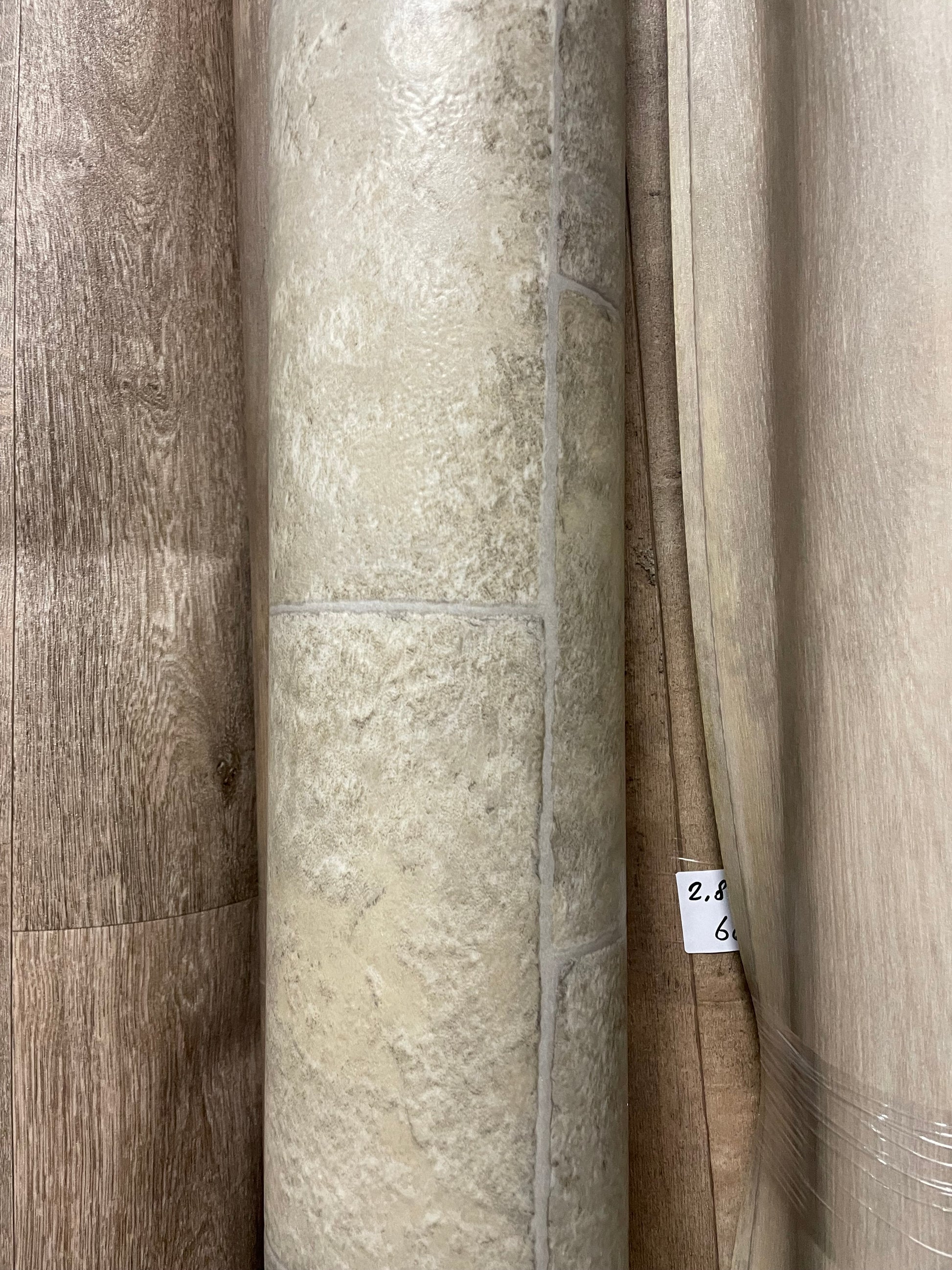 Tegellook Vinyl Greige Restpartij | 2,30x4,00mtr - Vinylrestpartij.nl 