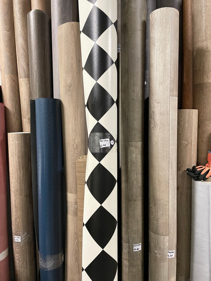 Zwart/Wit Geblokt Diagonaal Vinyl Restpartij | 3,10x3,30mtr - Vinylrestpartij.nl 