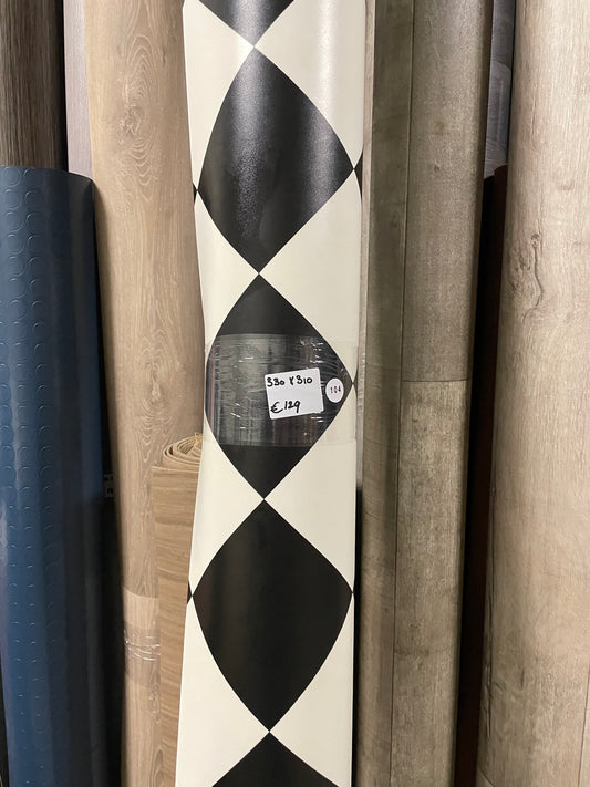 Zwart/Wit Geblokt Diagonaal Vinyl Restpartij | 3,10x3,30mtr - Vinylrestpartij.nl 